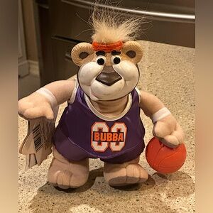 Mattel 1999 Basketball Bubba Talking 8" Plush Bear Rubber Face With Tags - Works